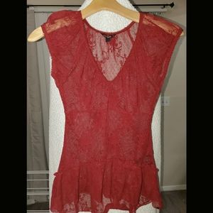 GUESS Peplum Sheer Top